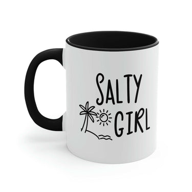 Salty Girl Ceramic Beach Coffee Mug, 5 Colors Mugs New England Trading Co Black